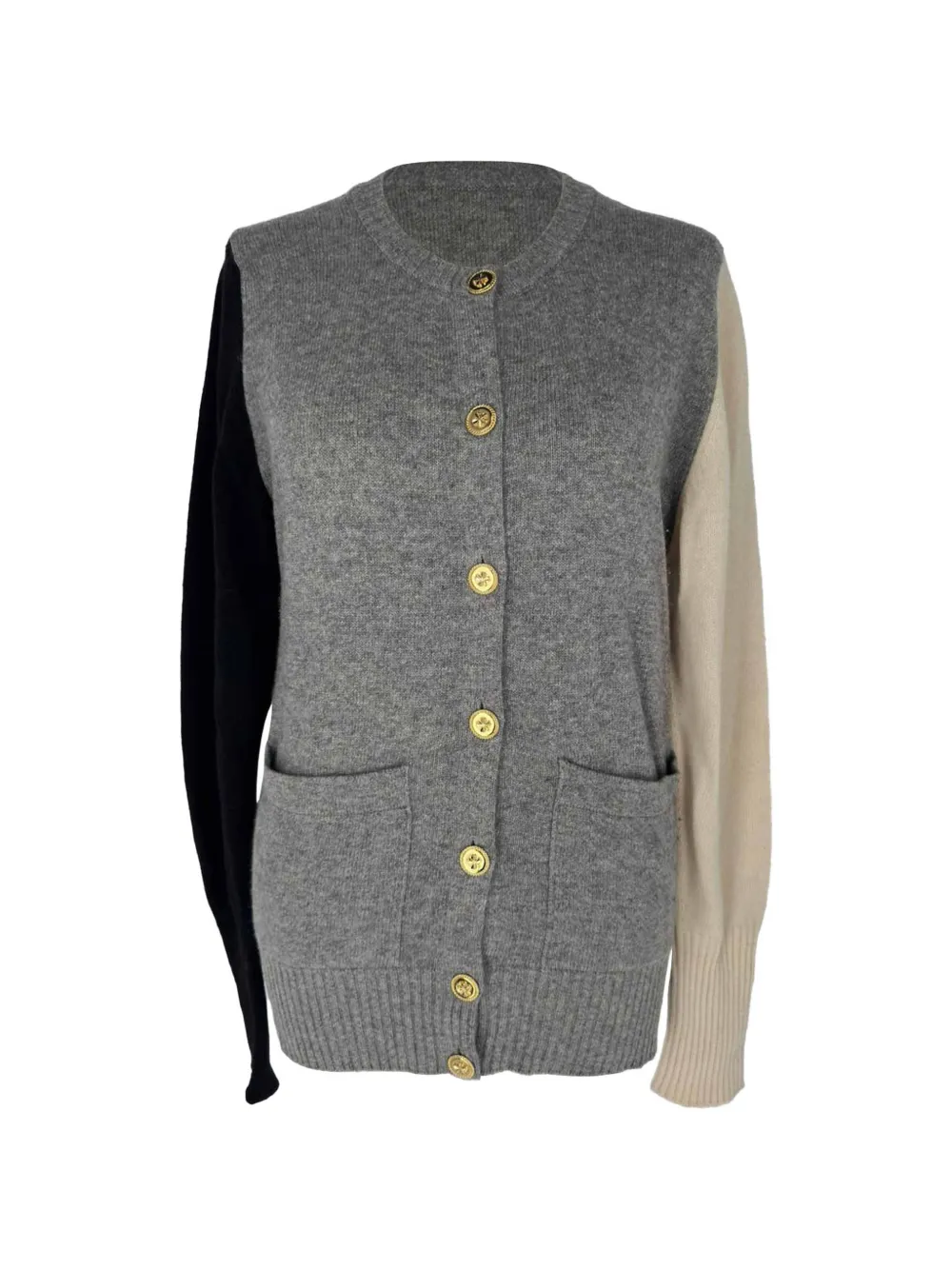 CHANEL Pre-Owned Cardigan in Colour-Block-Optik - Grau