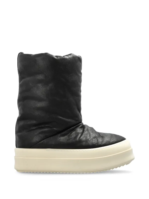 Rick Owens Mega Bumper Lunar Leather Ankle Boots in Black