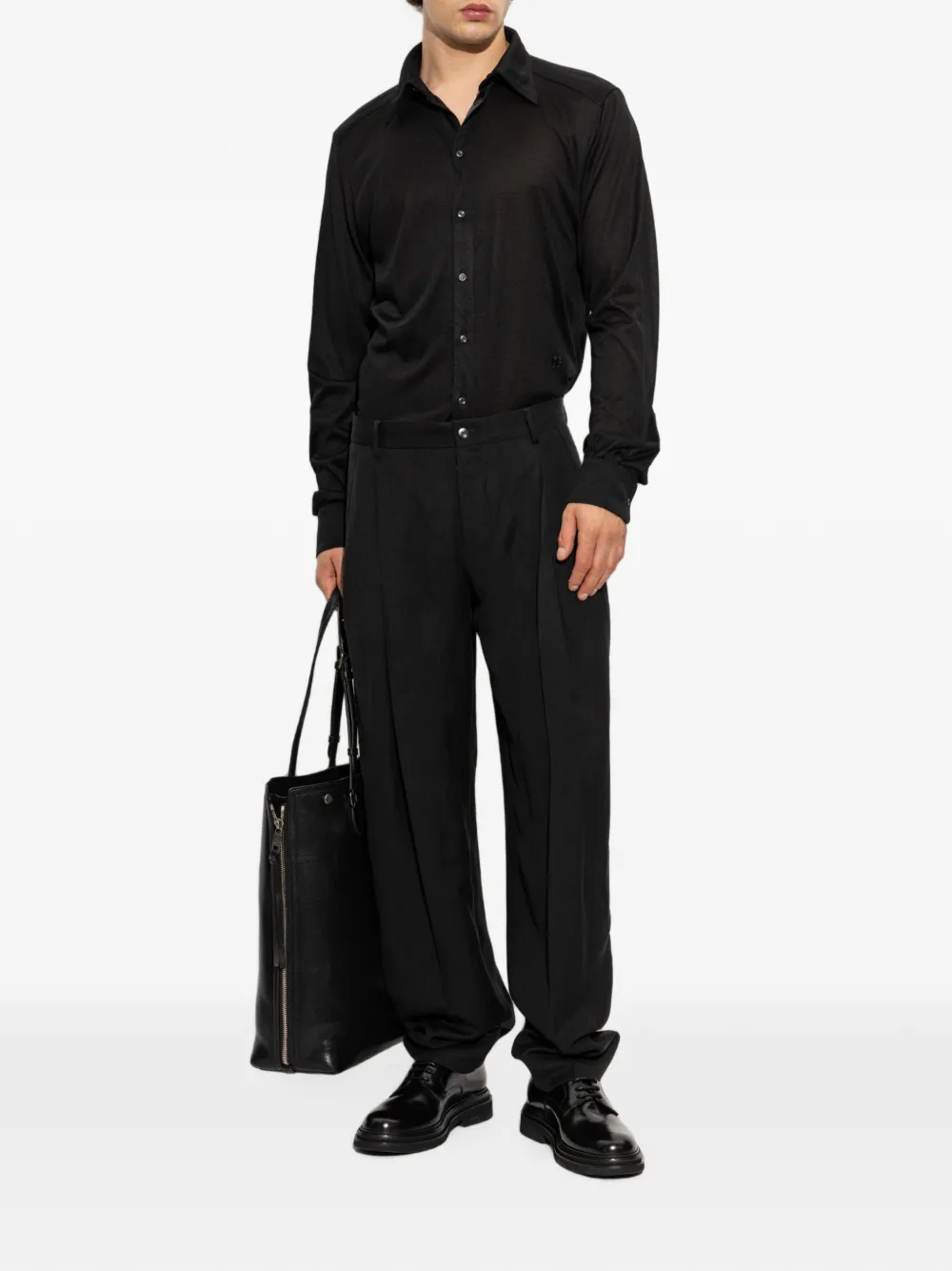 Dolce & Gabbana Martini overhemd van gemêleerd jersey Zwart