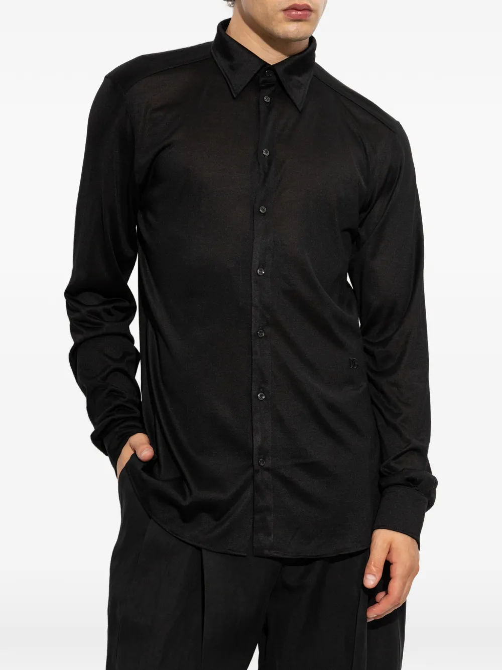 Dolce & Gabbana Martini overhemd van gemêleerd jersey Zwart