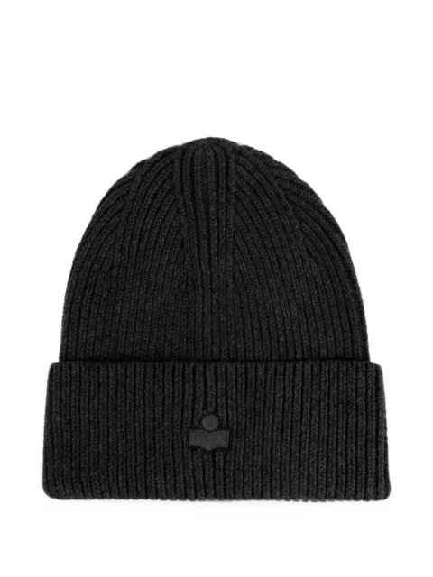 MARANT Mayers logo-patch ribbed-knit beanie hat