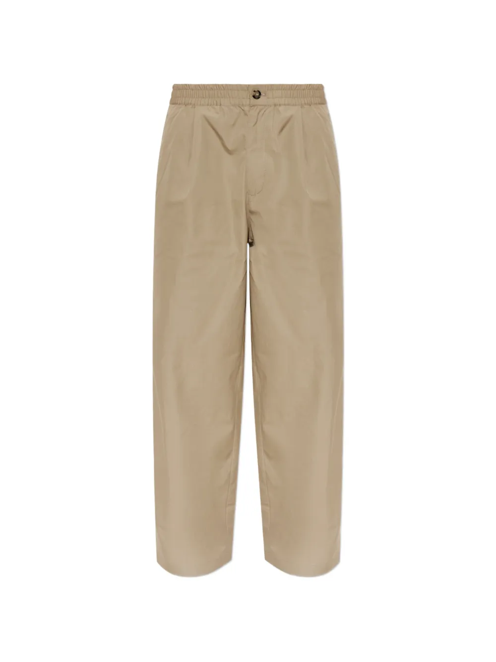 Emporio Armani regular-fit cotton poplin trousers with elasticated waist - Toni neutri
