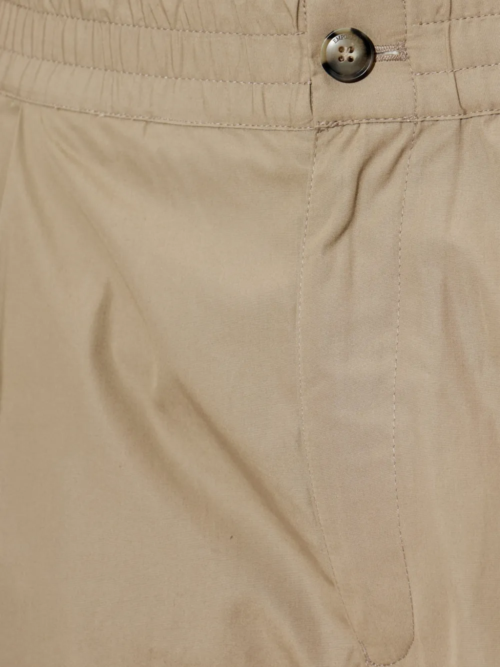Emporio Armani Regular-fit katoenen popeline broek met elastische taille Beige