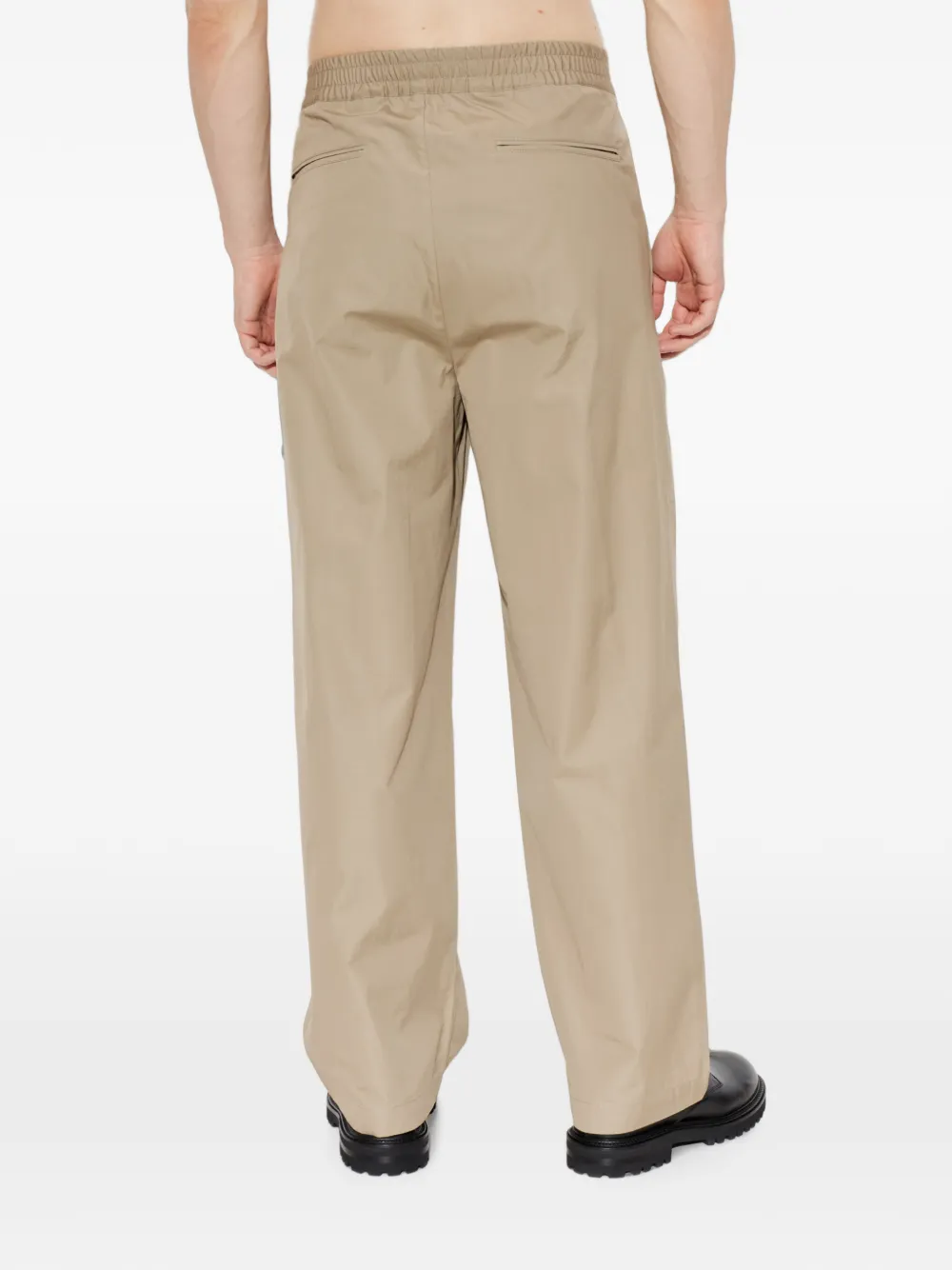 Emporio Armani Regular-fit katoenen popeline broek met elastische taille Beige