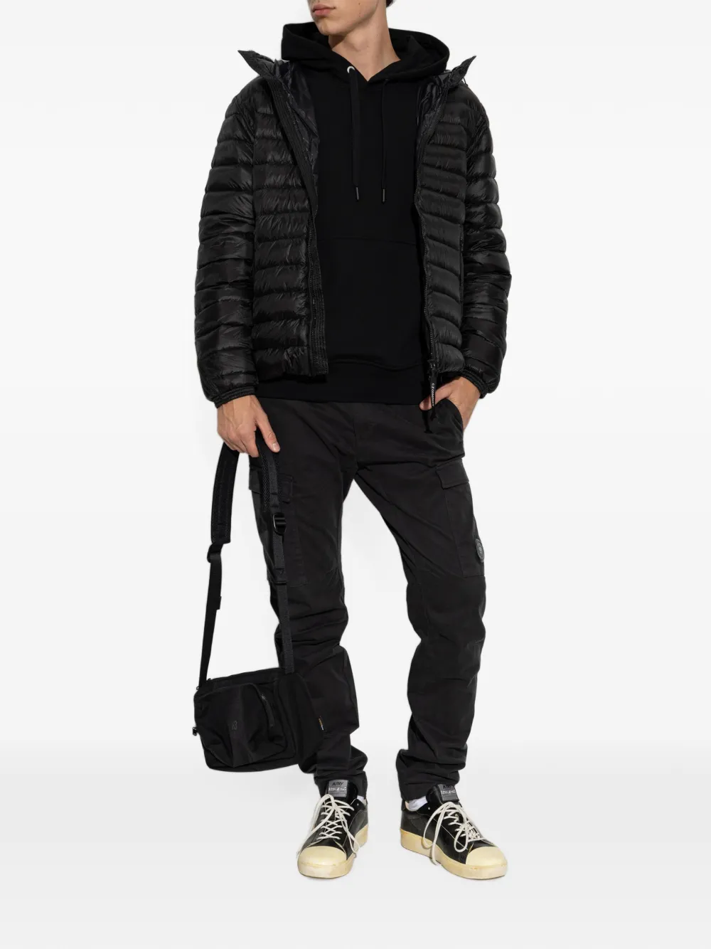C.P. Company Cargo broek met logopatch Zwart