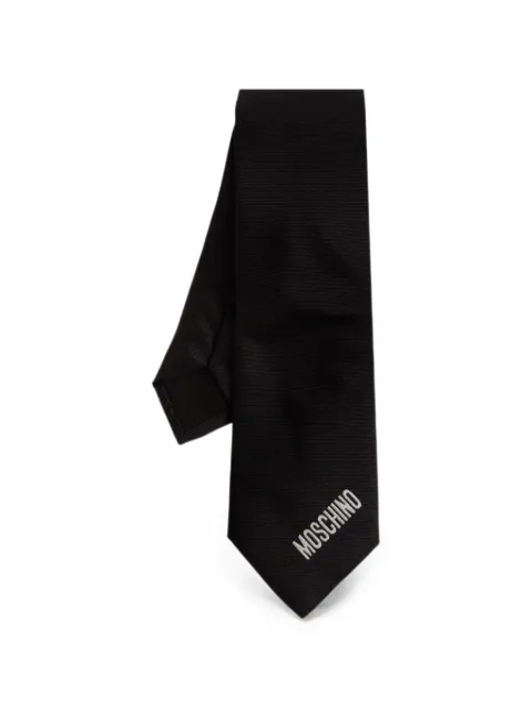 Moschino logo-embroidered silk tie
