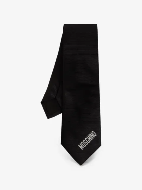 Moschino logo-embroidered silk tie