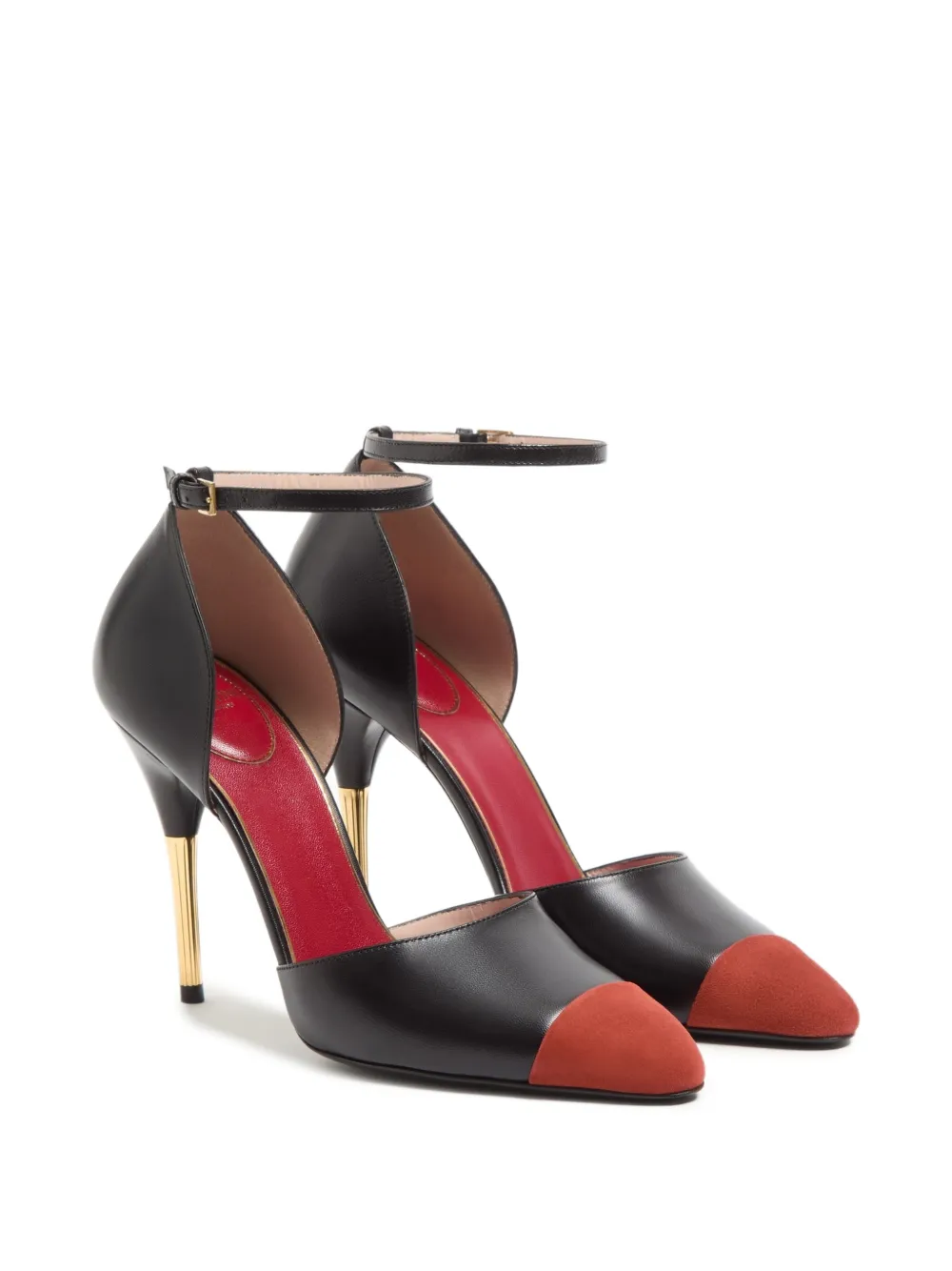 Valentino Garavani 105 mm D'Orsay Sinead pumps van geitenleer en suède Zwart