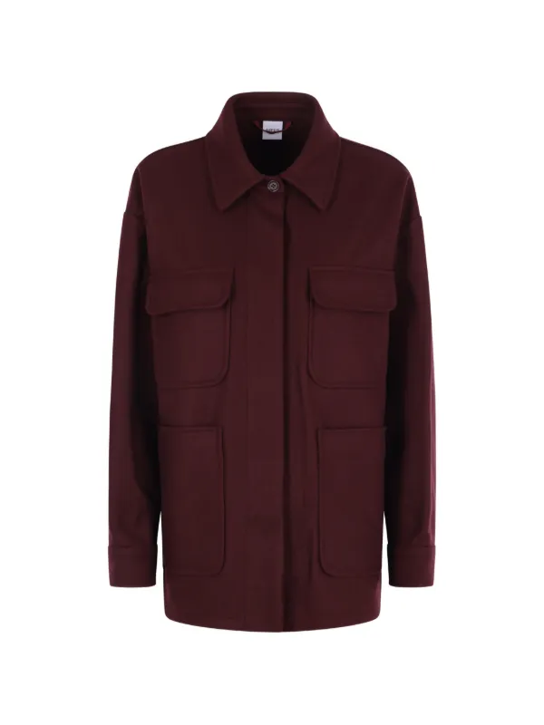 ASPESI Buttoned-cuff Rounded-hem Jacket in Red