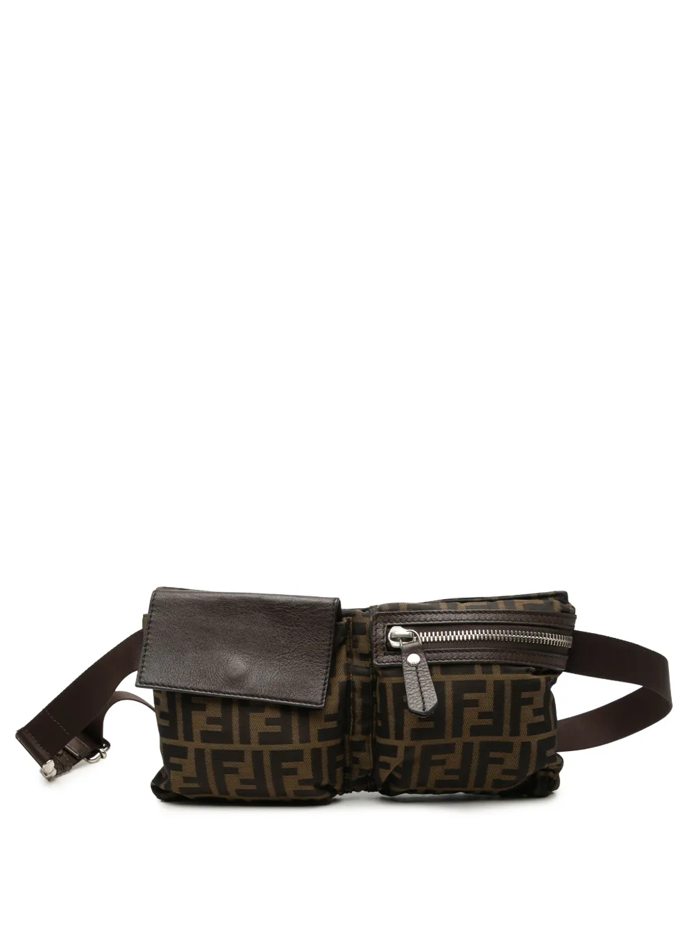 Fendi Pre-Owned 2010-2026 Zucca Canvas Double Pocket belt bag - Marrone
