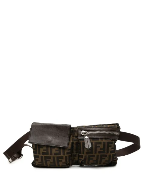 Fendi Pre-Owned 2010-2026 Zucca Canvas Double Pocket belt bag