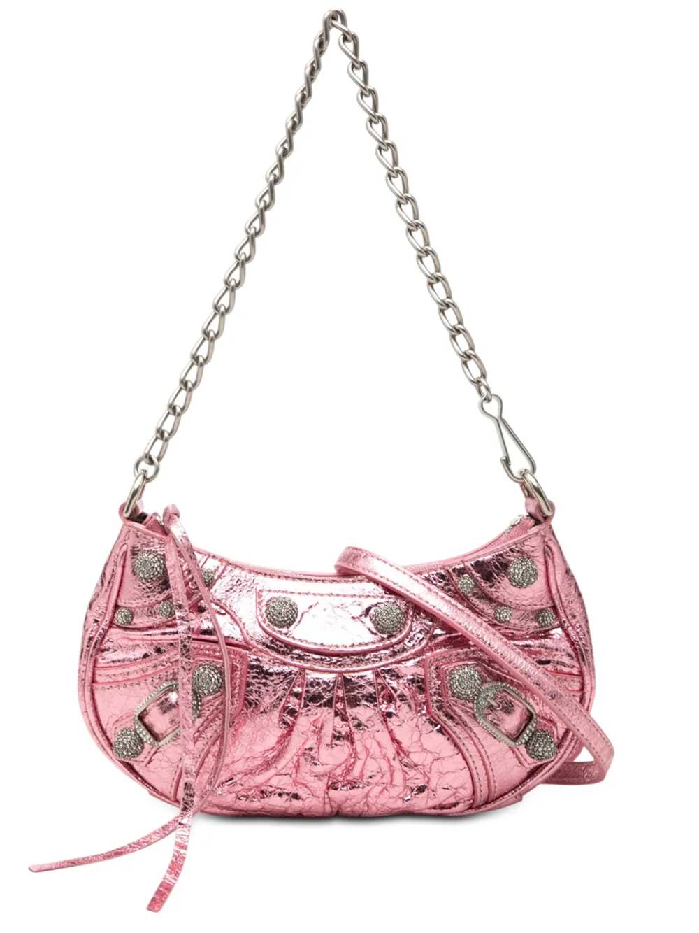 Balenciaga Pre-Owned 2021-2026 Mini Metallic Lambskin Motocross Le Cagole satchel - Rosa