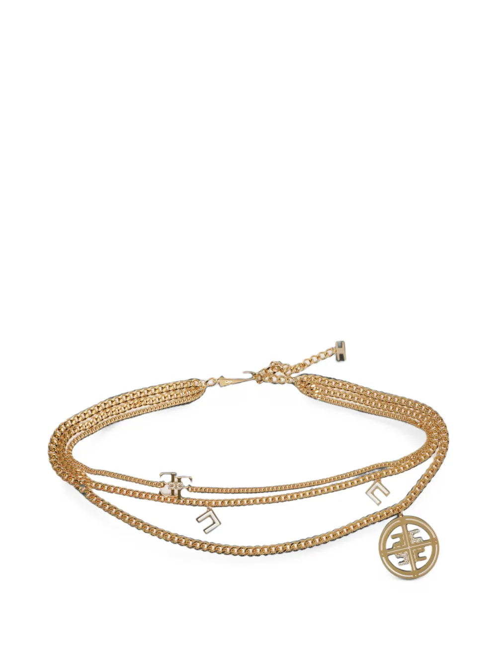 Elisabetta Franchi logo-charm layered chain belt Goud