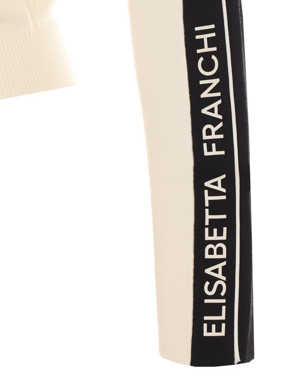 Elisabetta Franchi Gebreide hoodie met rits en logo Beige
