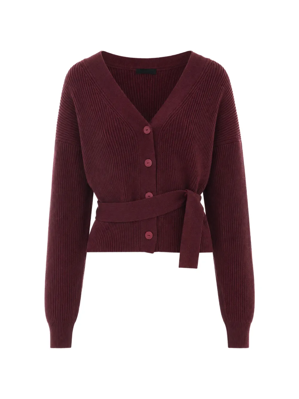 DONDUP belted ribbed-knit cardigan - Rot