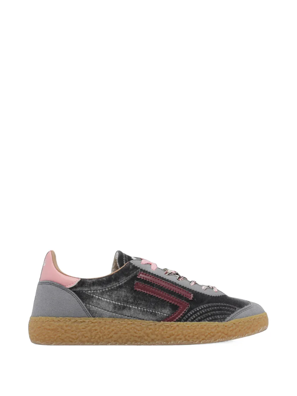 Puraai velvet-effect panelled sneakers Grijs