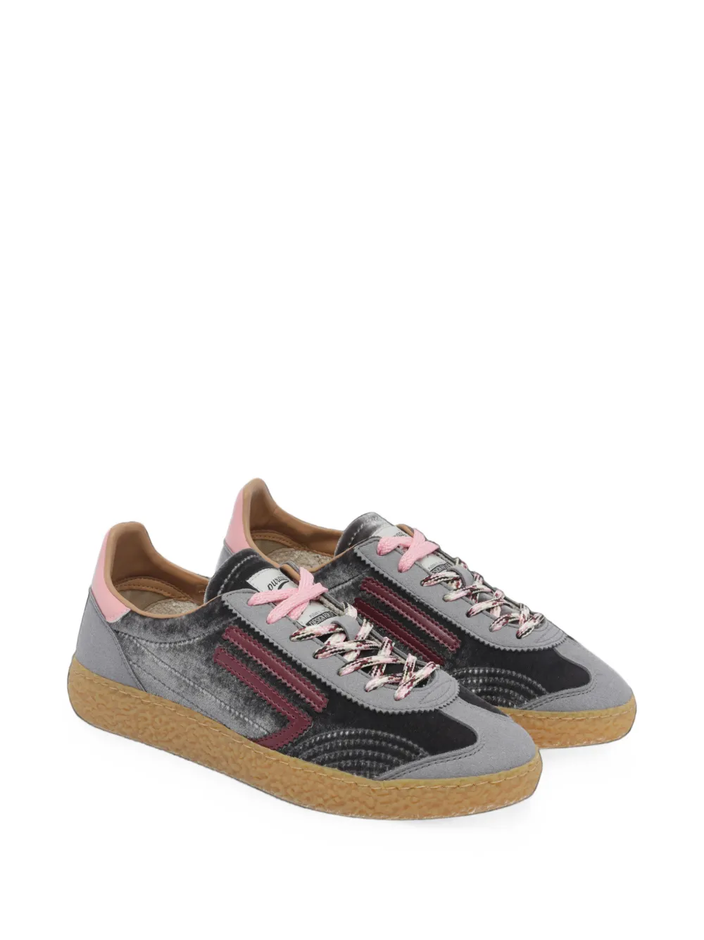 Puraai velvet-effect panelled sneakers Grijs