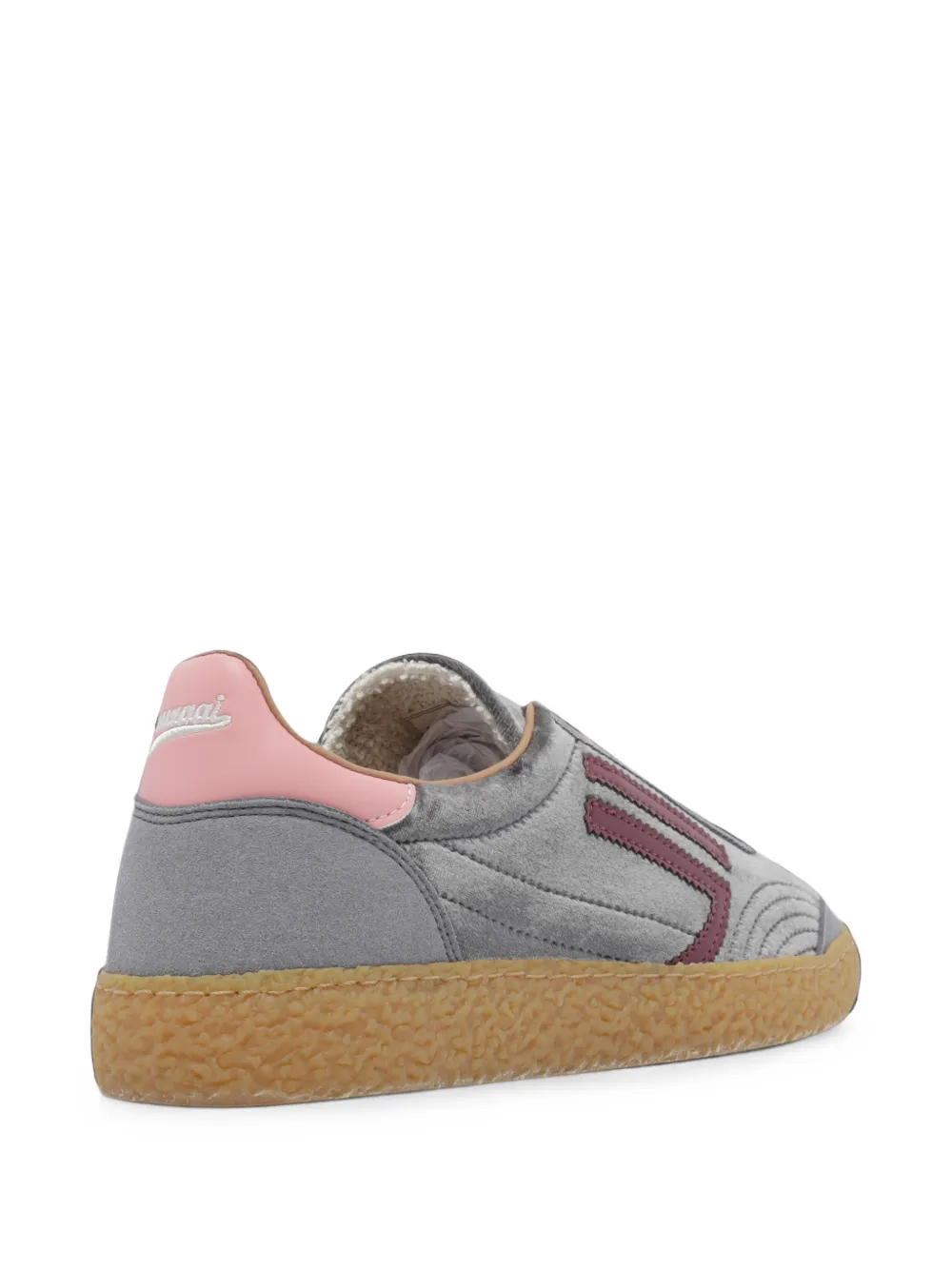 Puraai velvet-effect panelled sneakers Grijs