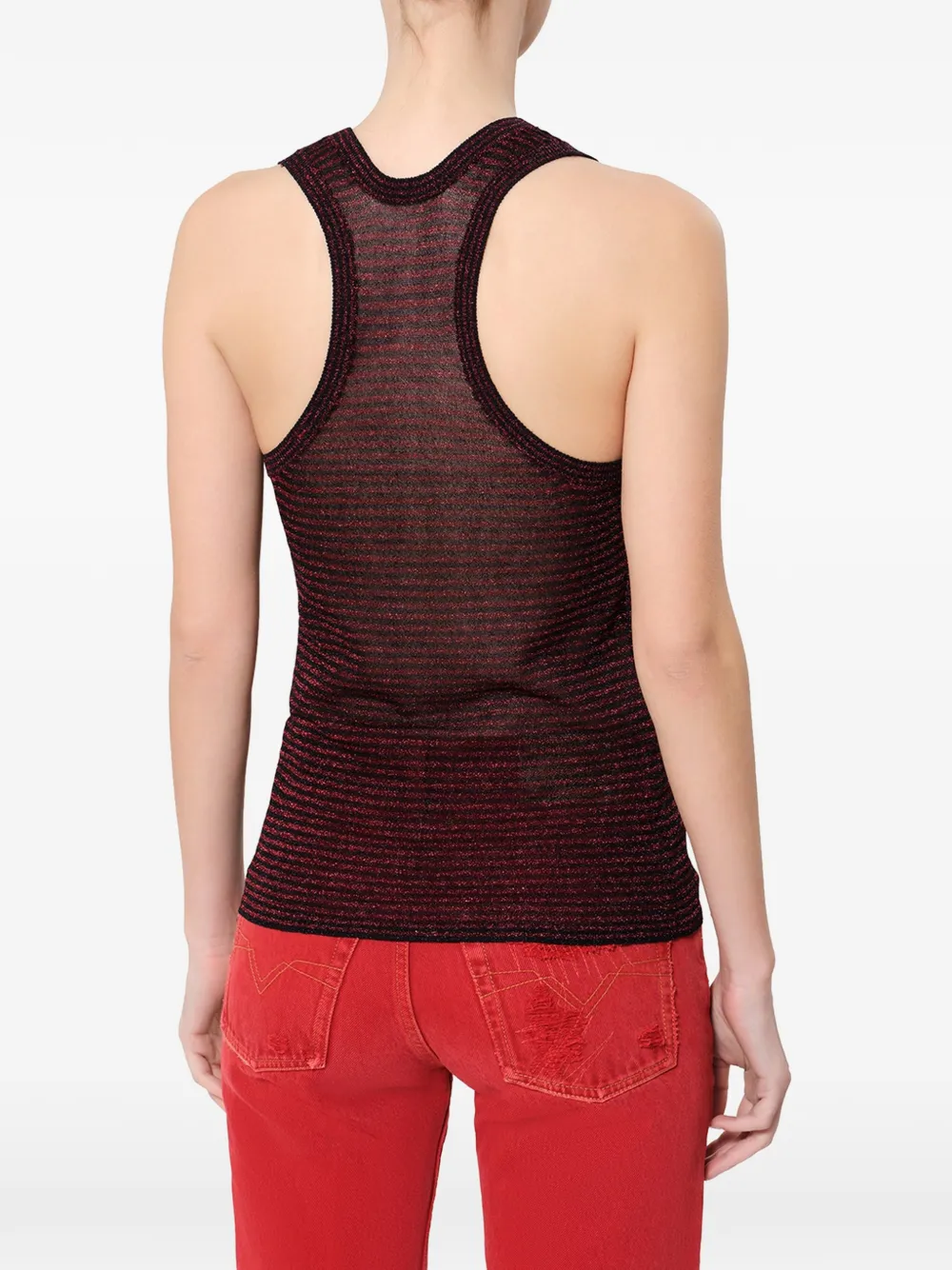 ISABEL MARANT Cevara gestreepte lurex gebreide tanktop Zwart