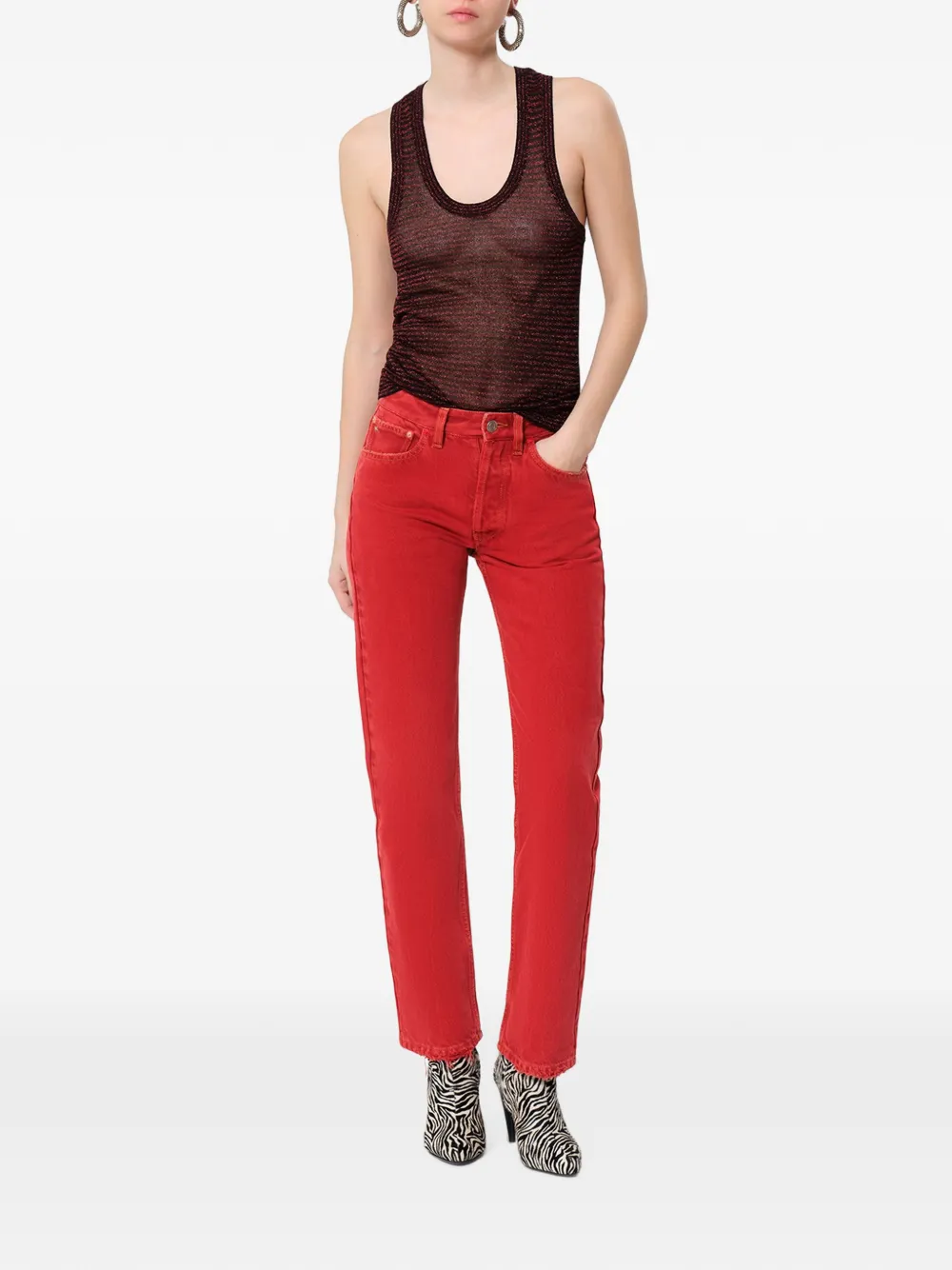 ISABEL MARANT Cevara gestreepte lurex gebreide tanktop Zwart