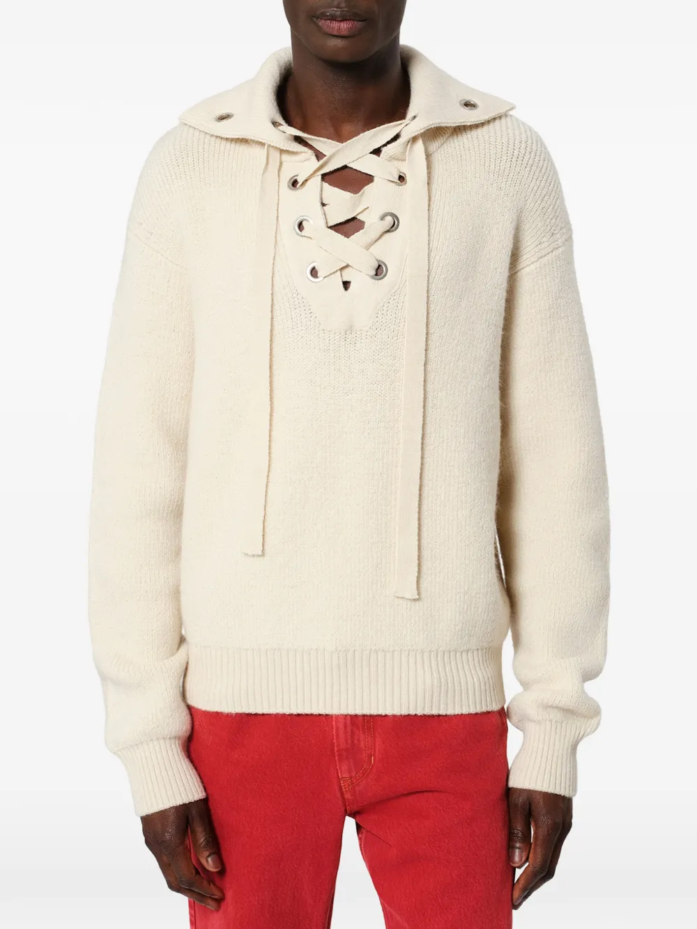 ISABEL MARANT Ydali trui met veters en kraag Beige