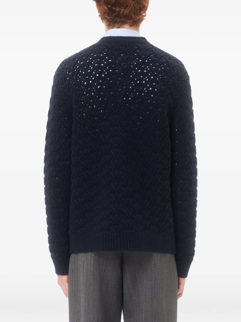 Valentino Garavani Wollen en kasjmier vest met metallic V-detail Blauw