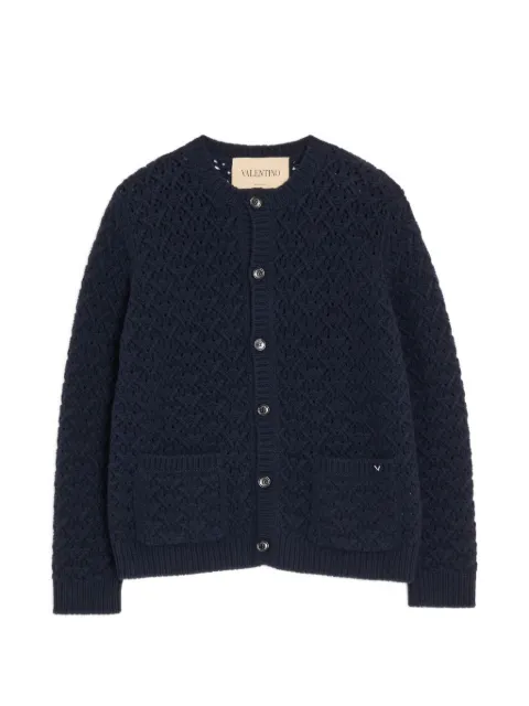 Valentino Garavani cardigan en laine et cachemire à détail V métallisé