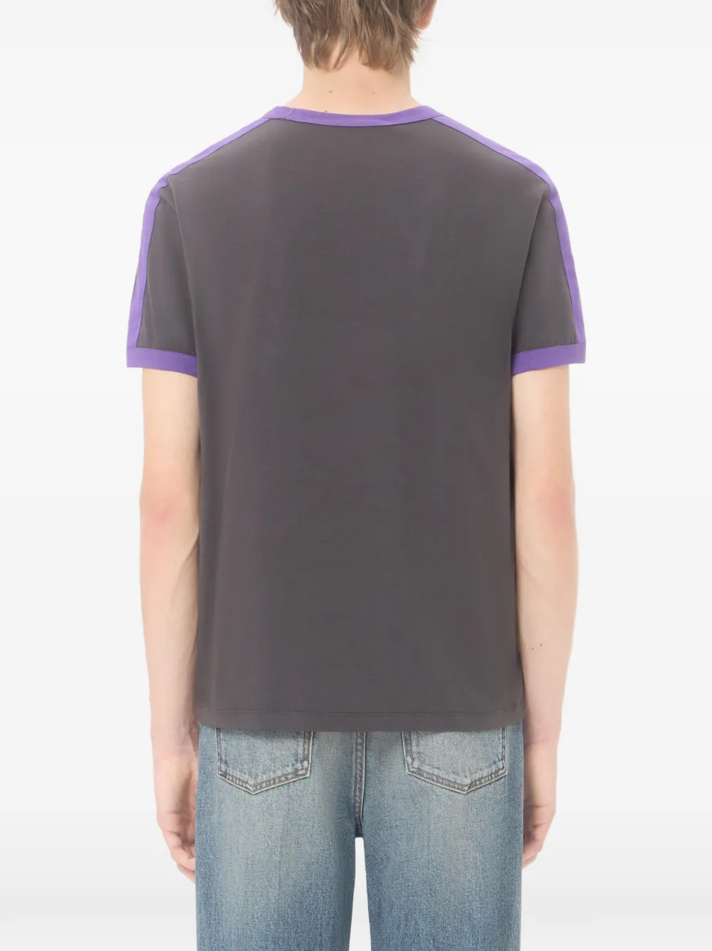 Valentino Garavani Katoenen T-shirt met ronde hals. contrasterende zijbanden en VLogo-borduurwerk Grijs