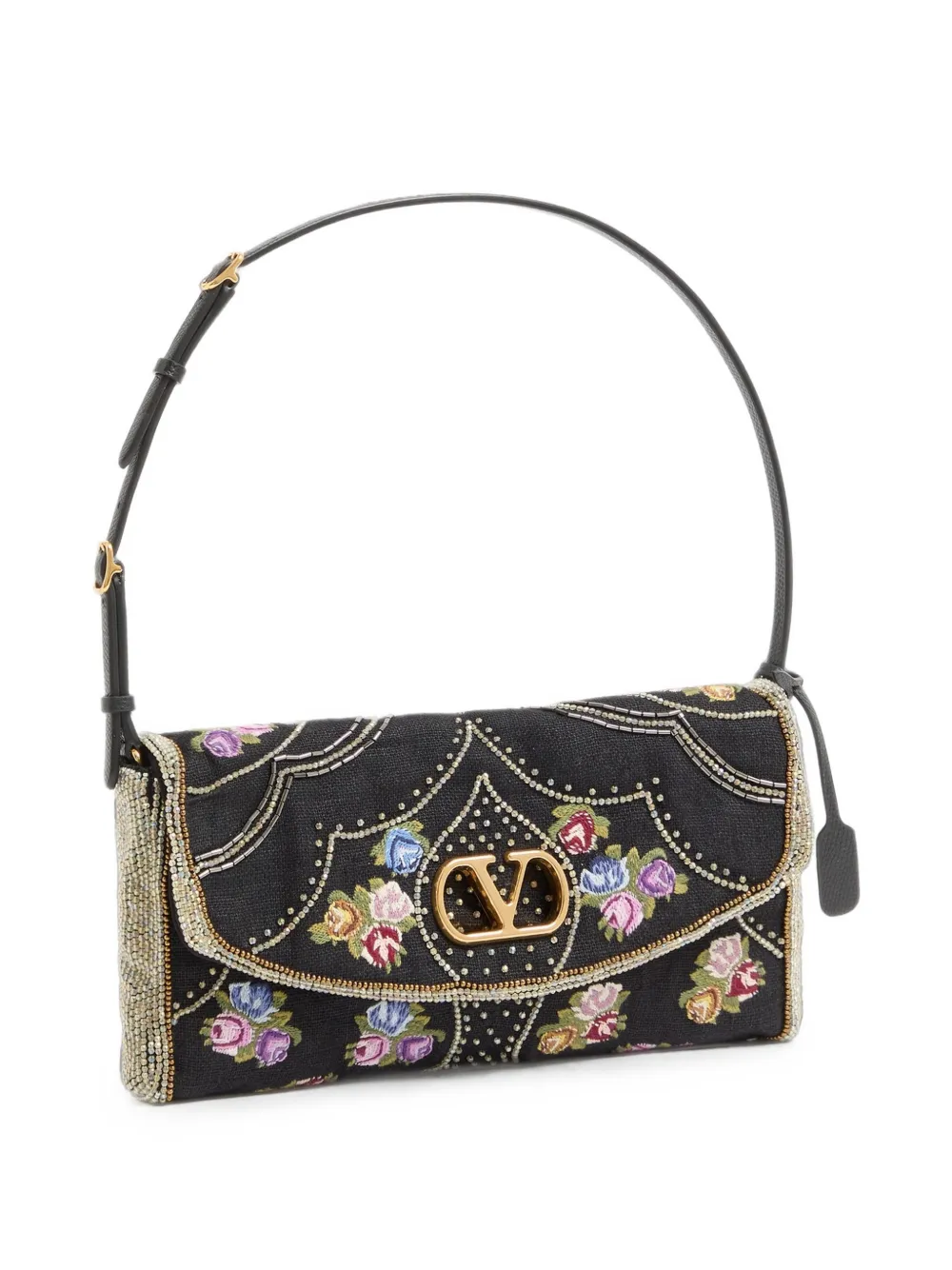 Valentino Garavani Kleine Devain schoudertas met borduurwerk Zwart