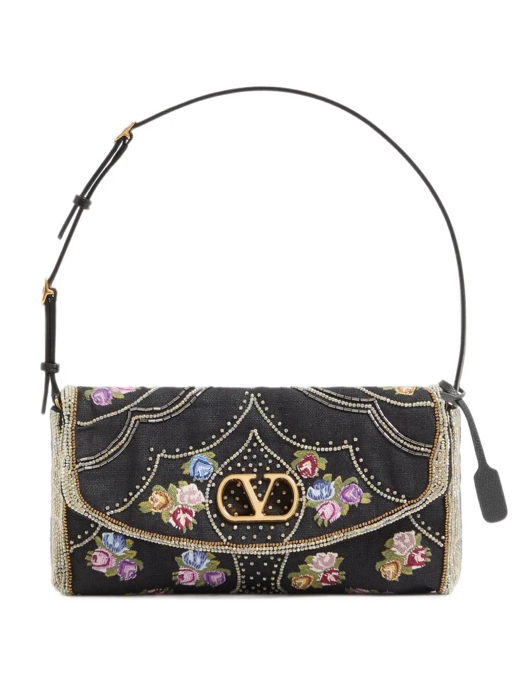 Valentino Garavani Devain small embroidered shoulder bag - Nero