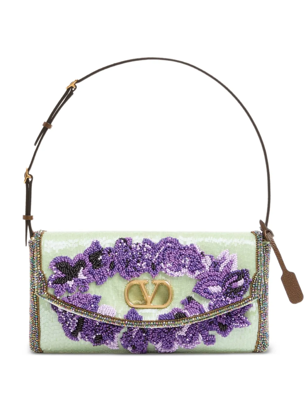 Valentino Garavani Devain small embroidered shoulder bag - Verde