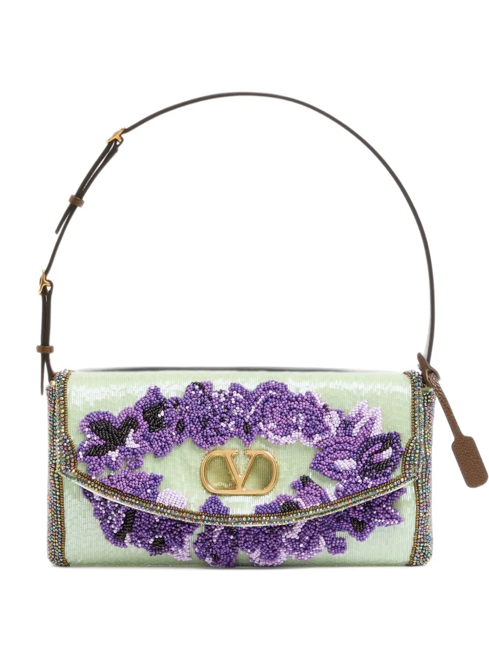 Valentino Garavani Devain small embroidered shoulder bag - Verde