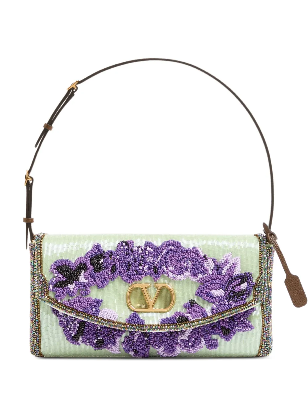 Valentino Garavani Devain small embroidered shoulder bag - Verde