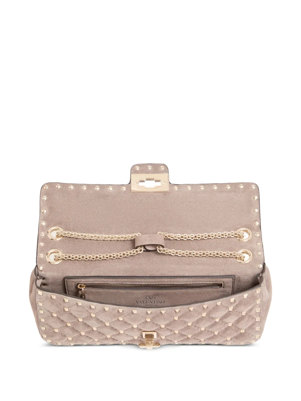 Valentino Garavani Medium Rockstud Spike suède schoudertas Grijs