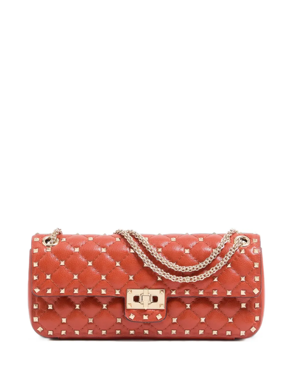 Valentino Garavani Rockstud spike medium shoulder bag in kidskin - Marrone