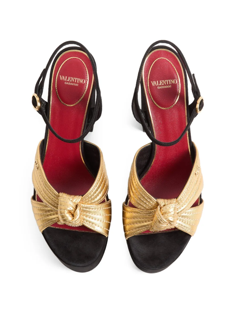 Valentino Garavani Crasher suede platform sandals 125mm Goud