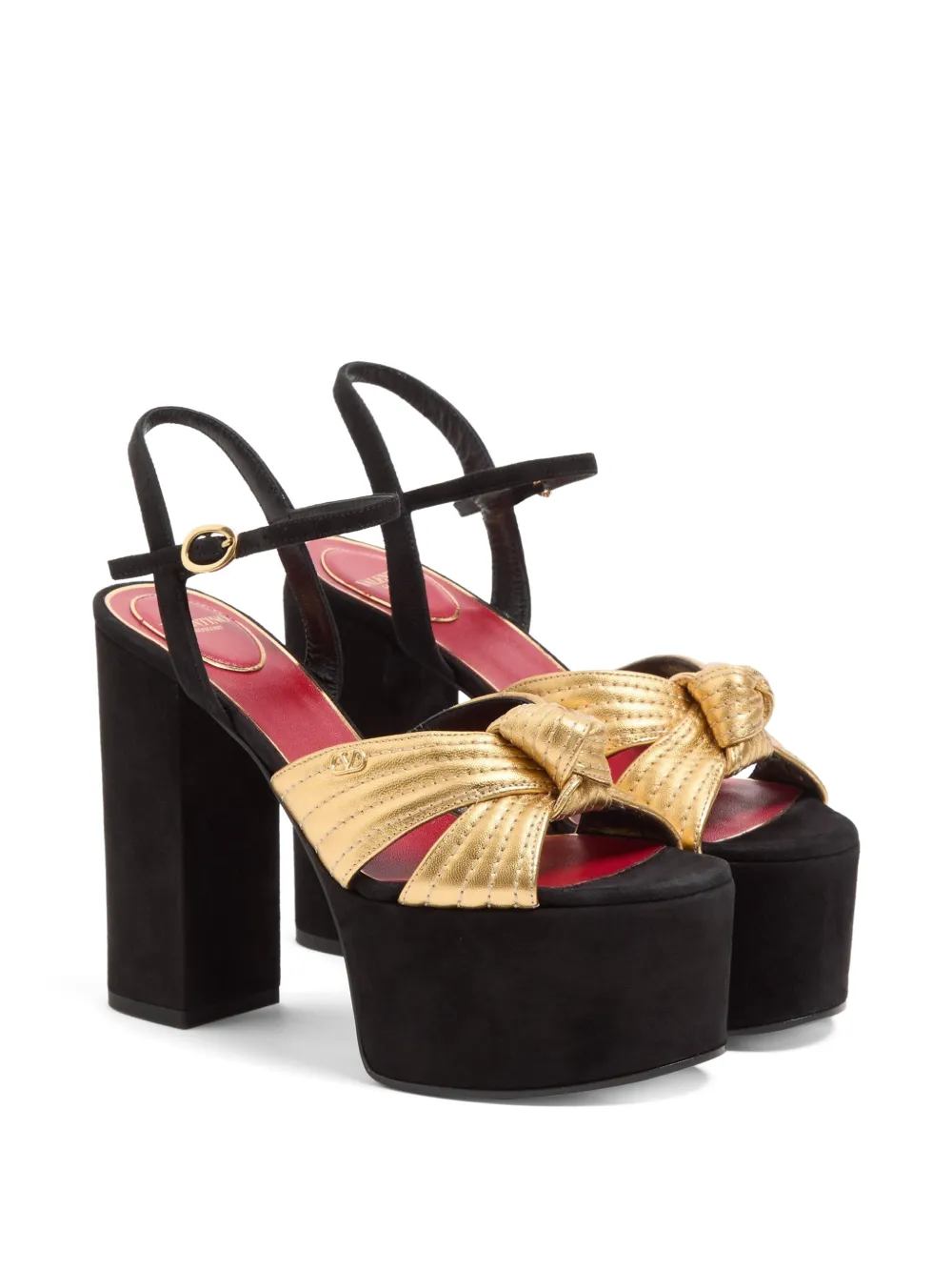 Valentino Garavani Crasher suede platform sandals 125mm Goud