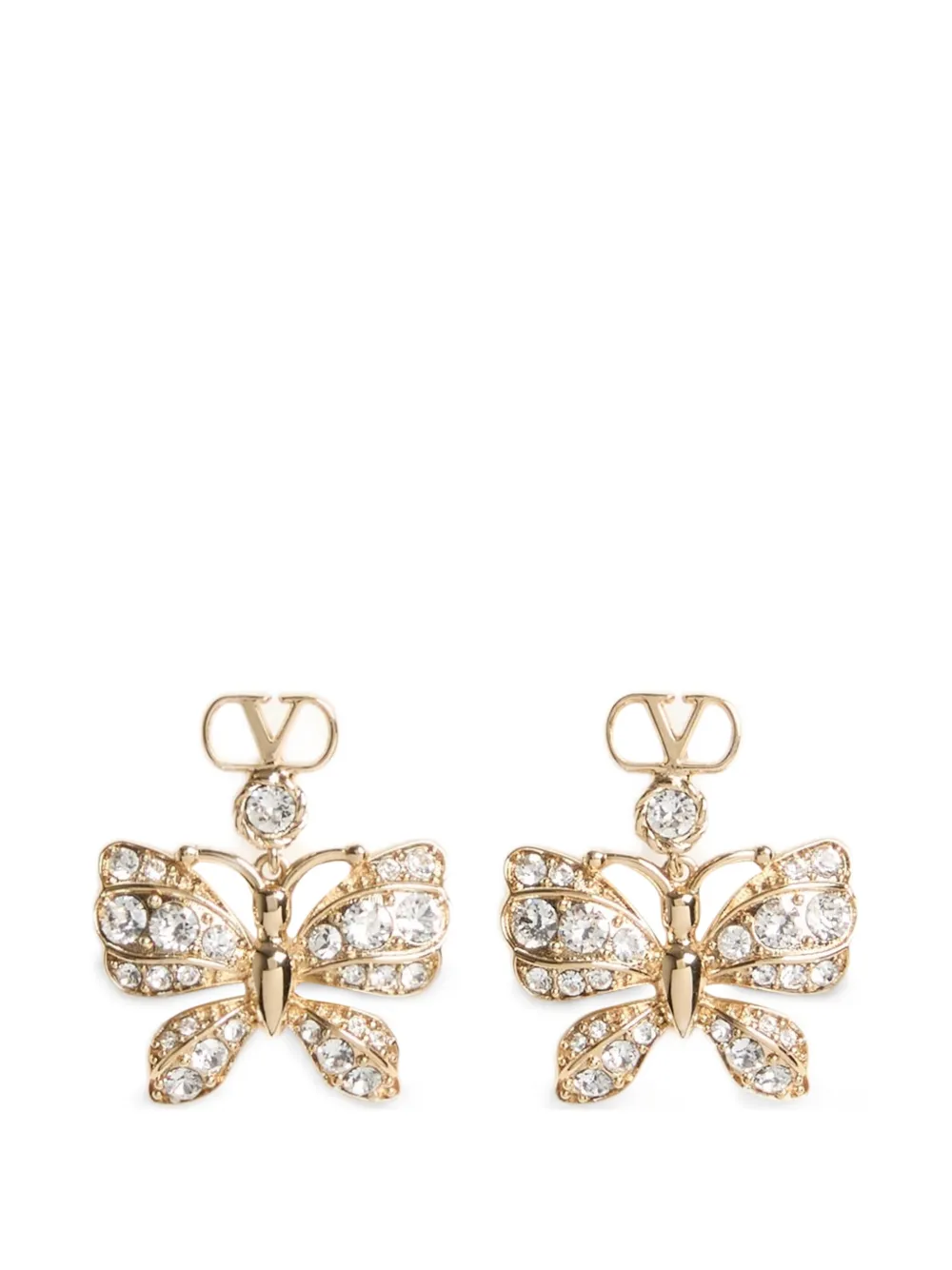 Valentino Garavani Flutterby earrings in metal and Swarovski® crystals - Oro