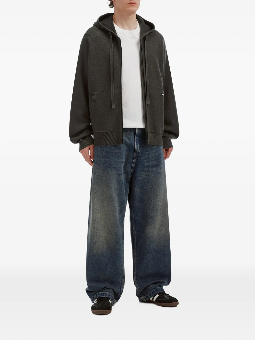 izzue Hoodie met logoprint en rits Grijs