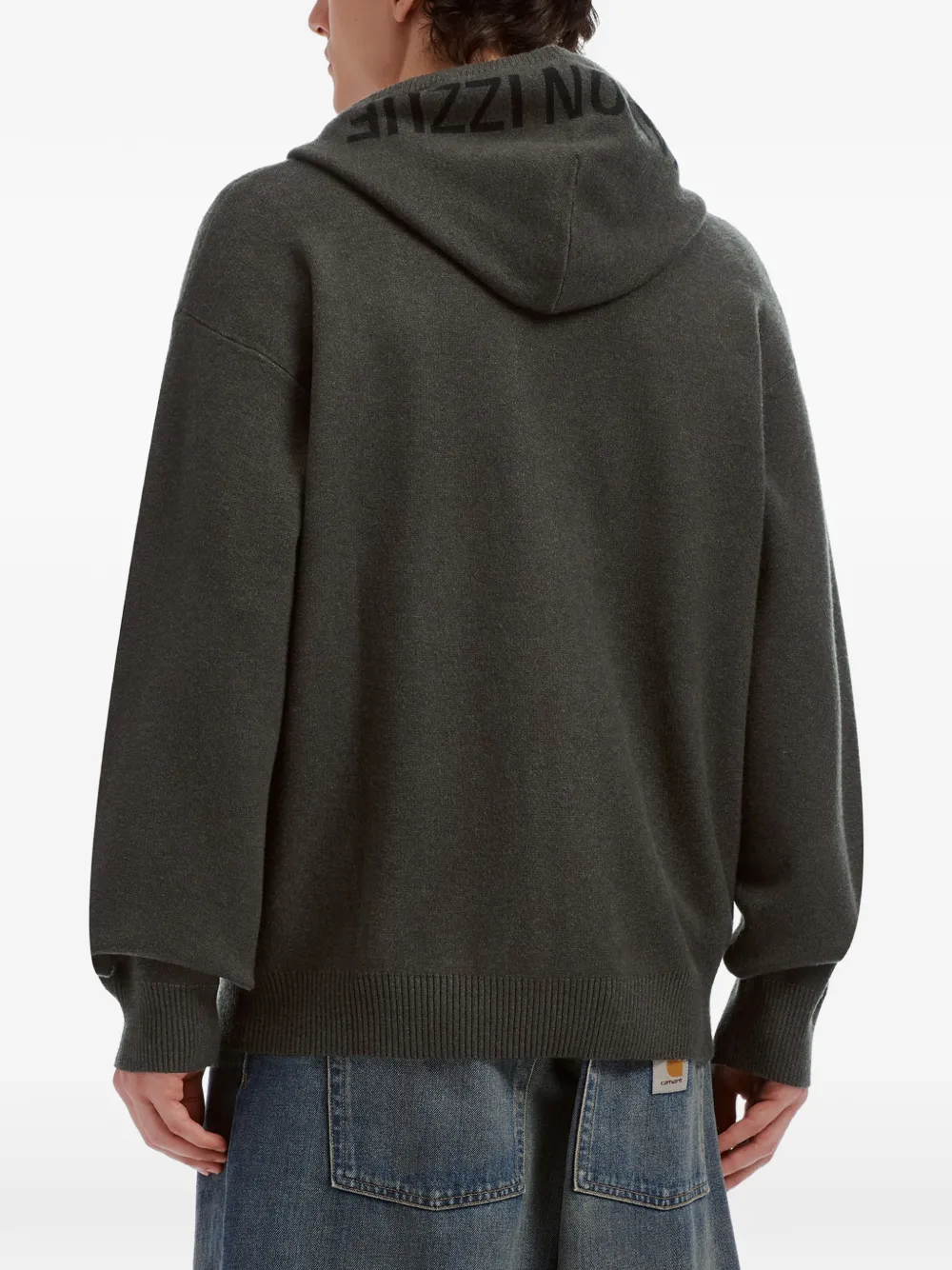 izzue Hoodie met logoprint en rits Grijs