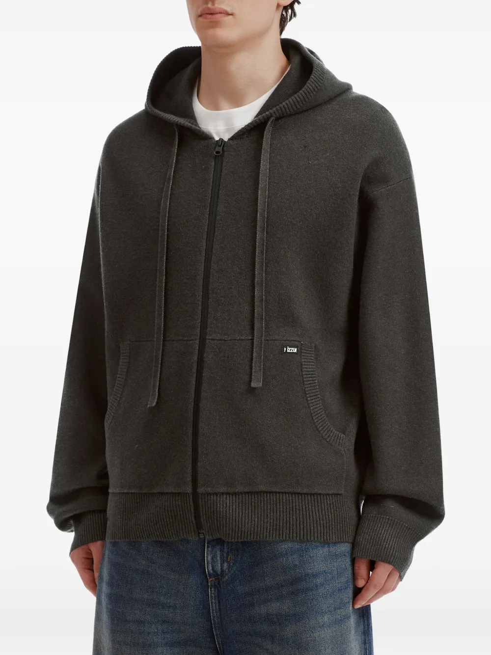 izzue Hoodie met logoprint en rits Grijs