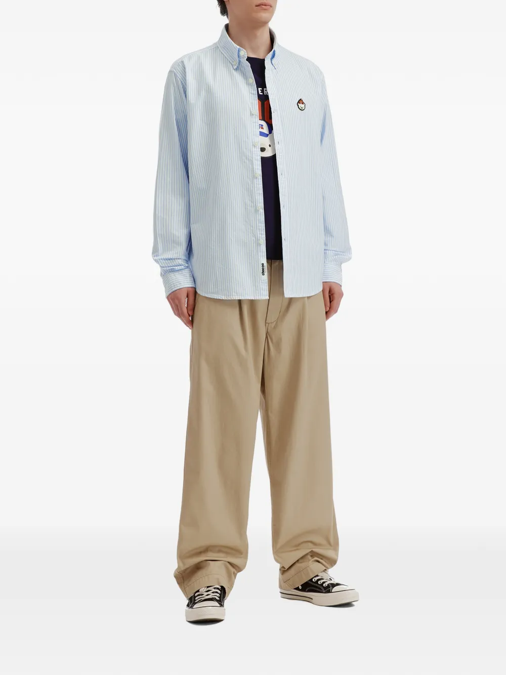 CHOCOOLATE Gestreept overhemd met patch-detail Blauw