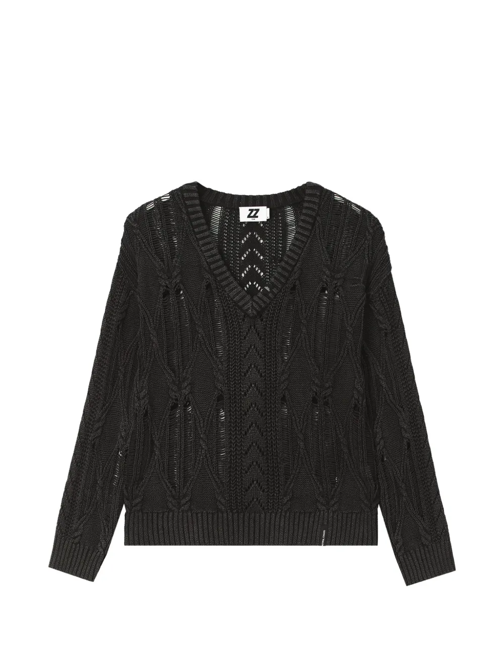 izzue cable-knit distressed sweater - Nero