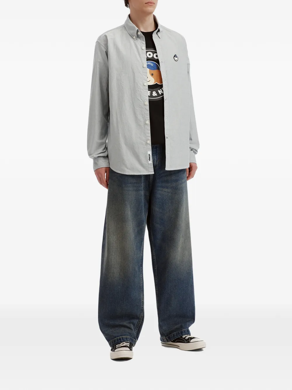 CHOCOOLATE Overhemd met logopatch Grijs