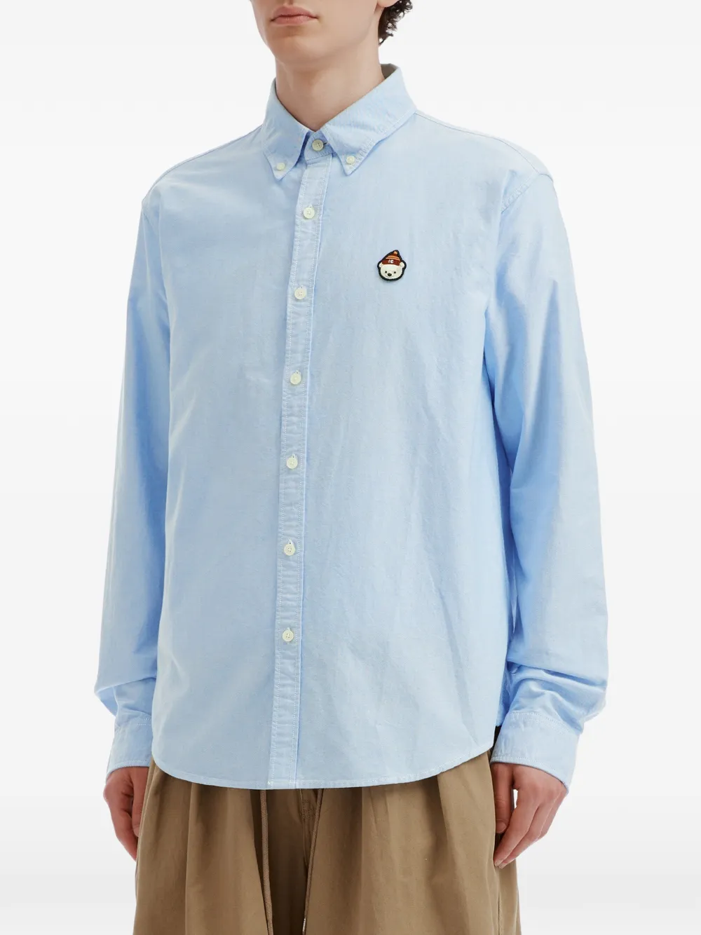 CHOCOOLATE Button-down overhemd met beerpatch Blauw