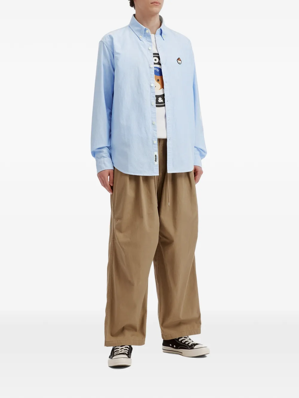 CHOCOOLATE Button-down overhemd met beerpatch Blauw