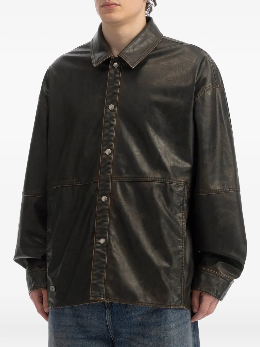 izzue Shirtjack met vervaagd effect Bruin