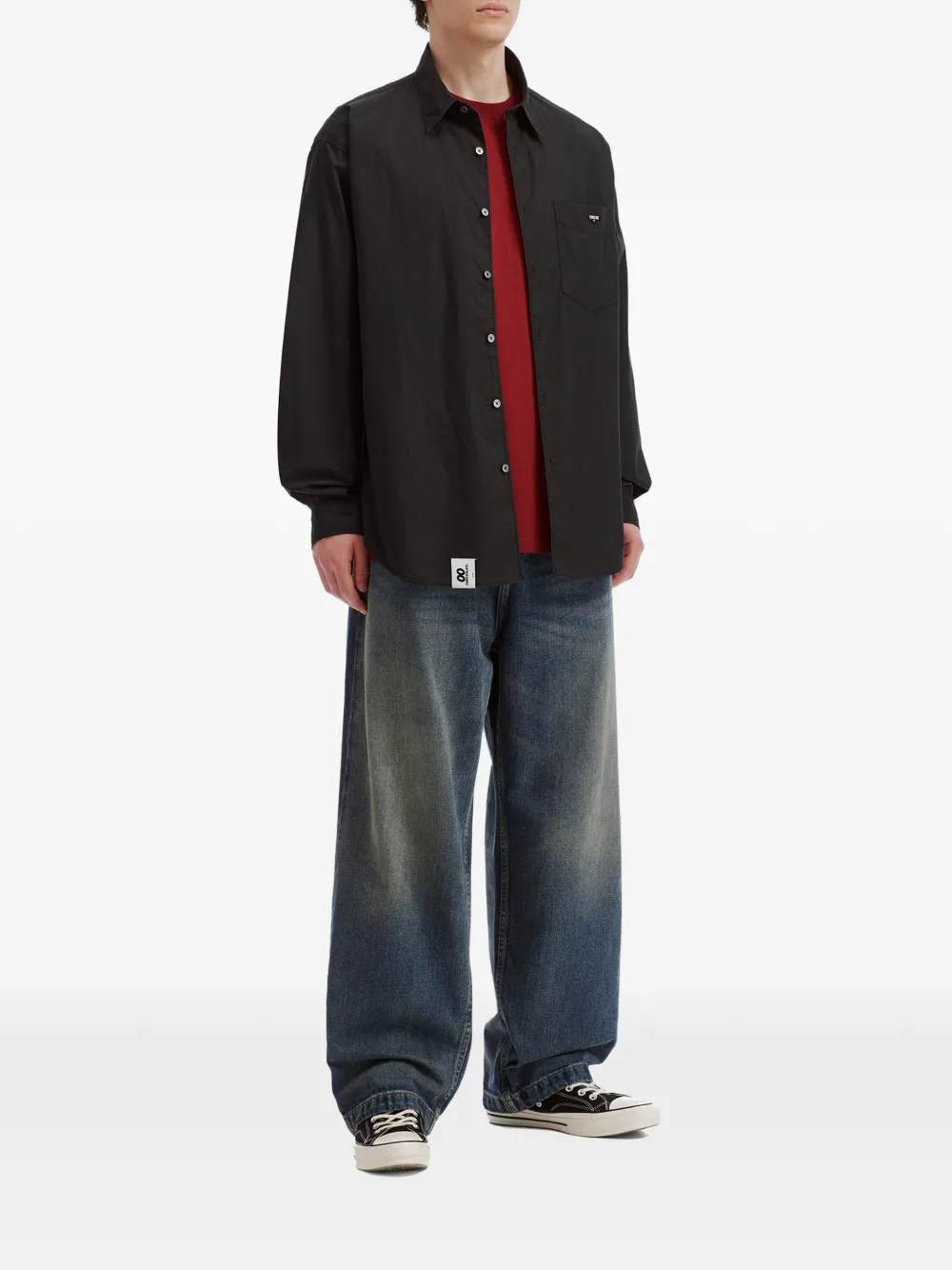 CHOCOOLATE Overhemd met logopatch Zwart