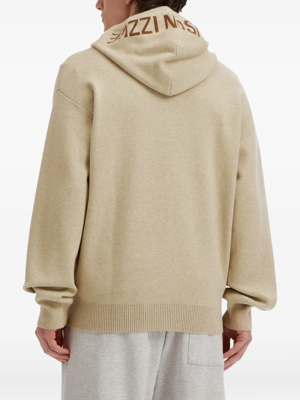 izzue Hoodie met logoprint en rits Beige