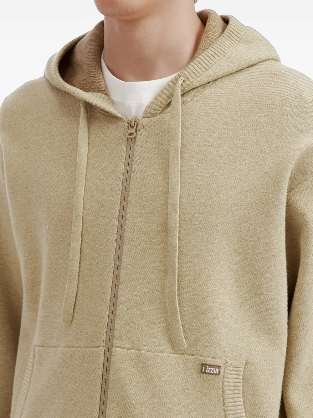 izzue Hoodie met logoprint en rits Beige